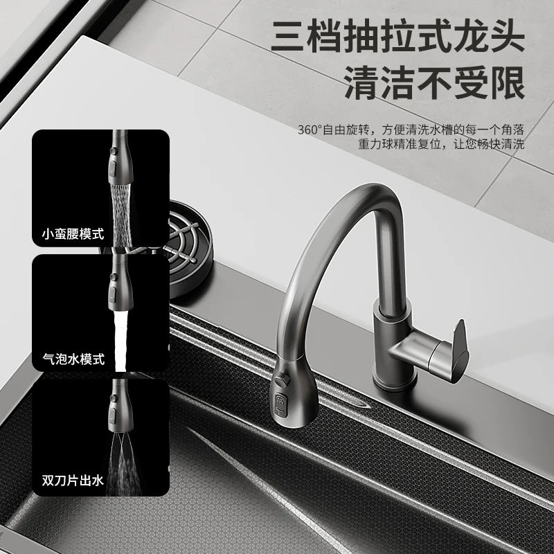 Thickened 304 Stainless Steel Kitchen Sink Large Single Sink Household Sink Dishwasher Dishwasher