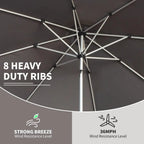 Patio Umbrella, Outdoor Table Umbrella with Push Button Tilt and Crank, UV Protection Waterproof Market Sun Umbrella