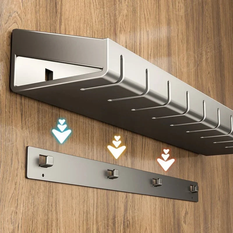 Wall Mounted Kitchen Condimenters Spice Rack Organizer Shelf Kitchen Storage Wall Shelf Organizers Hanging Hook Rack For Kitchen