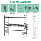 85cm Over Sink Dish Drying Rack, Large Capacity Metal Kitchen Organizer with Utensil Holder & Hooks, Space Saving For Countertop