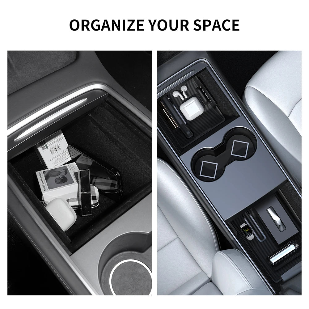 YZ for Tesla Model 3 Y Highland 2021-2024 central control lower storage box handrail box underlay waterproof mat Box Accessories