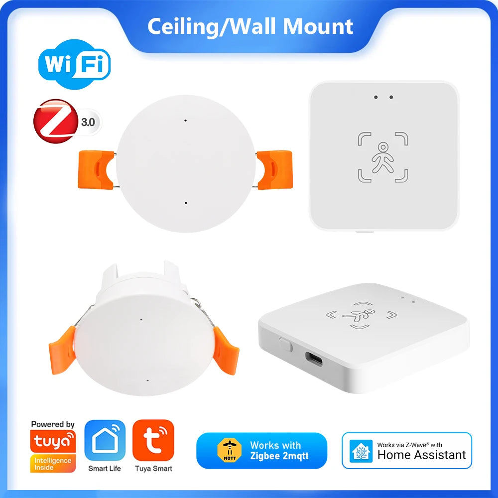 Tuya WiFi Zigbee Human Presence Sensor MmWave Radar Detector With Luminance Sensor For Smart Home Replace PIR Sensor