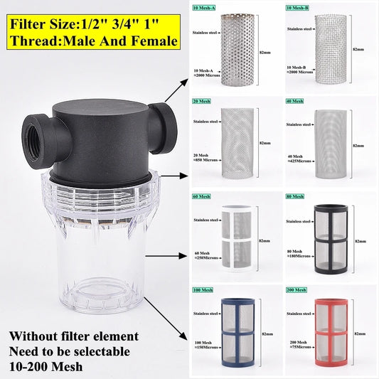 1Pc Garden Watering Filter 10 Mesh-200 Mesh Filtration Screen Domestic Kitchen Purification Filter Impurities In Water