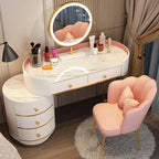 Pink White Vanity Table Women Luxury Nail European Big Stool Study Dressing Table Organizer Mesa De Maquillaje Home Furniture