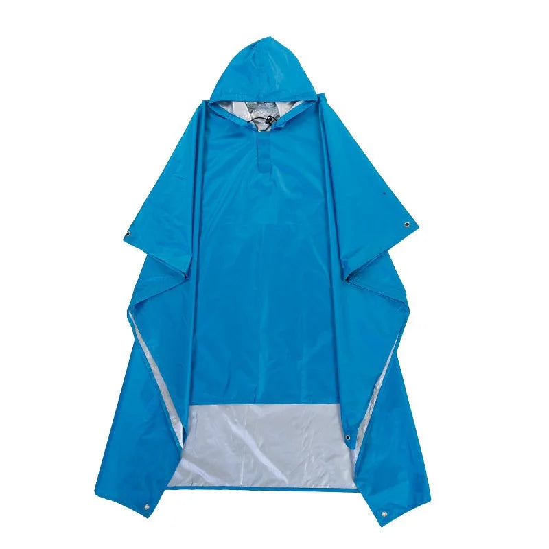 3-in-1 Multifunction Travel Waterproof Poncho Outdoors Rain Coat Shelter Camping Mat Backpack Cover Women Men Raincoat