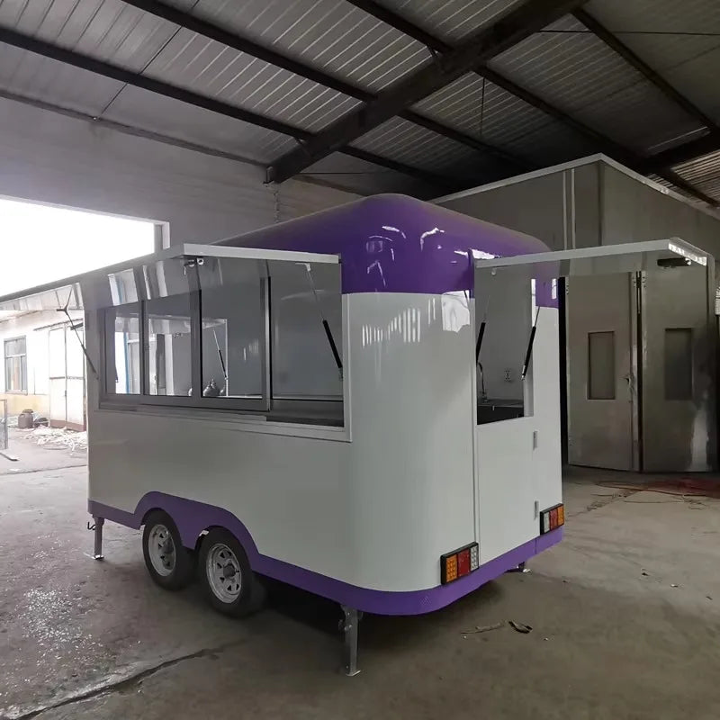 Mobile Food Truck Fast Food Kiosk Shipping Container Trailer with Full Kitchen Equipment Installation for Catering Business