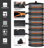 2ft Herb Drying Rack 2/4/6/8 Layer Folding Mesh Hanging Basket Dryer Net with Zippers for Seeds Flowers Buds Fit in Grow Tents