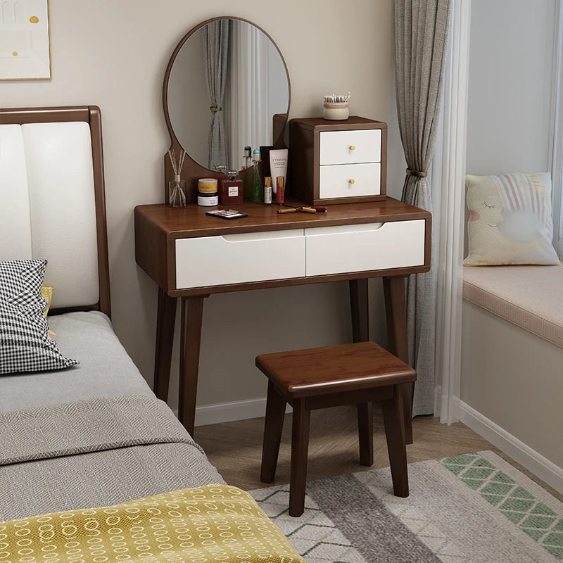 Nordic solid wood dresser 60cm small apartment bedroom modern simple makeup table light luxury dresser storage cabinet
