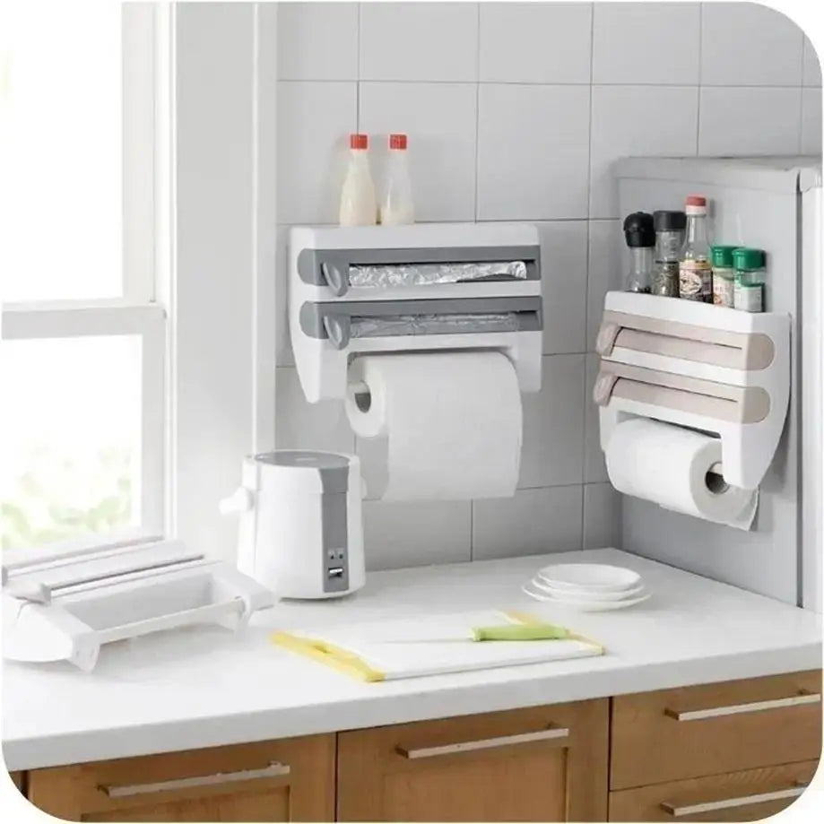 1 Pcs Kitchen Tools Cling Film Tissue Holder Sliding Knife Cutter Aluminum Foil Barbecue Cutting Box Towel Storage Racks