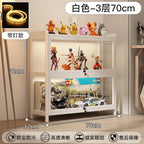 Display Cabinet Acrylic Curio Cabinet with Lock Glass Display Cabinet Natural Bamboo  Glass Cabinet Easy to Install，With Lights