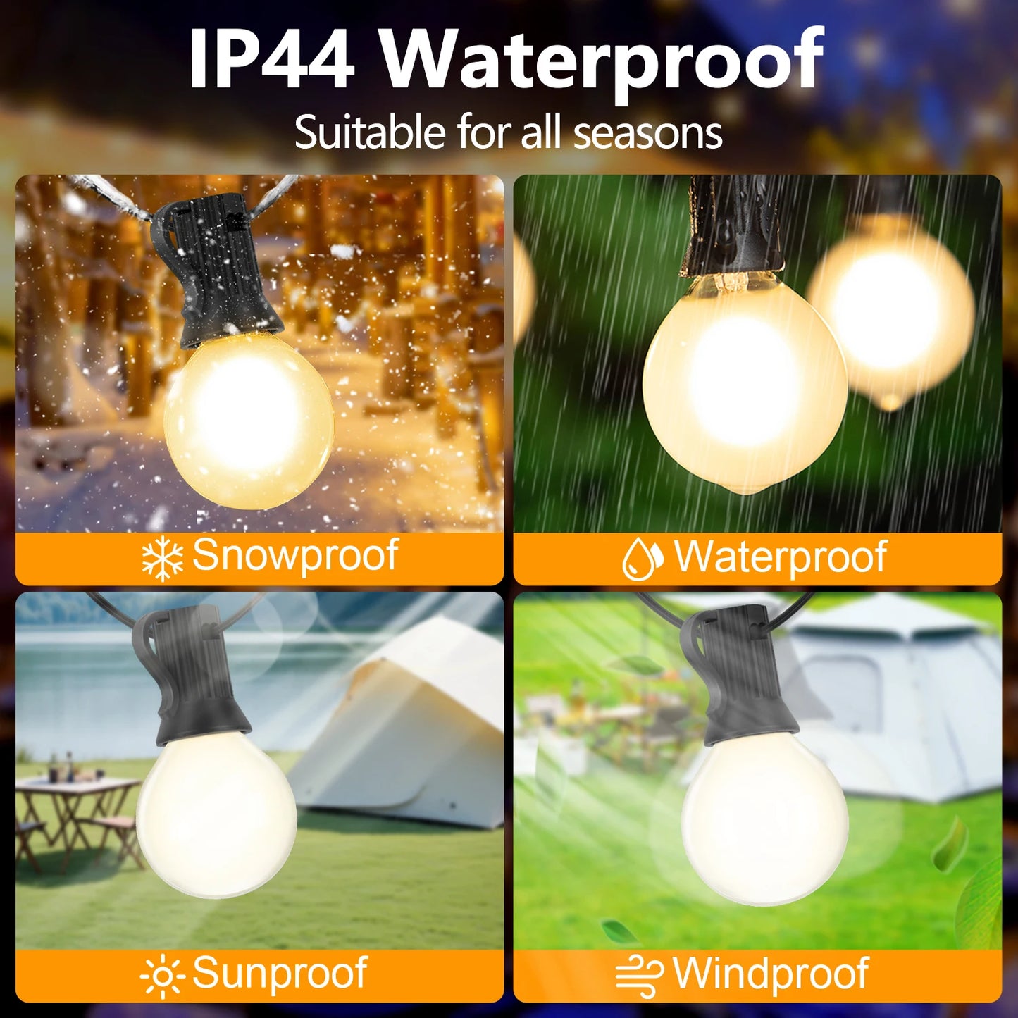 Vintage G40 Frosted Globe String Lights E12 220V EU Warm White 110V US Waterproof Retro Wedding Garden Light New Year's Garland