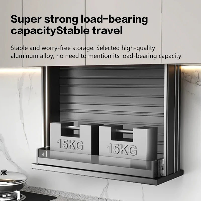 Kitchen electric vertical lift cabinet pull-out basket voice control touch automatic seasoning seasoning basket pull-down