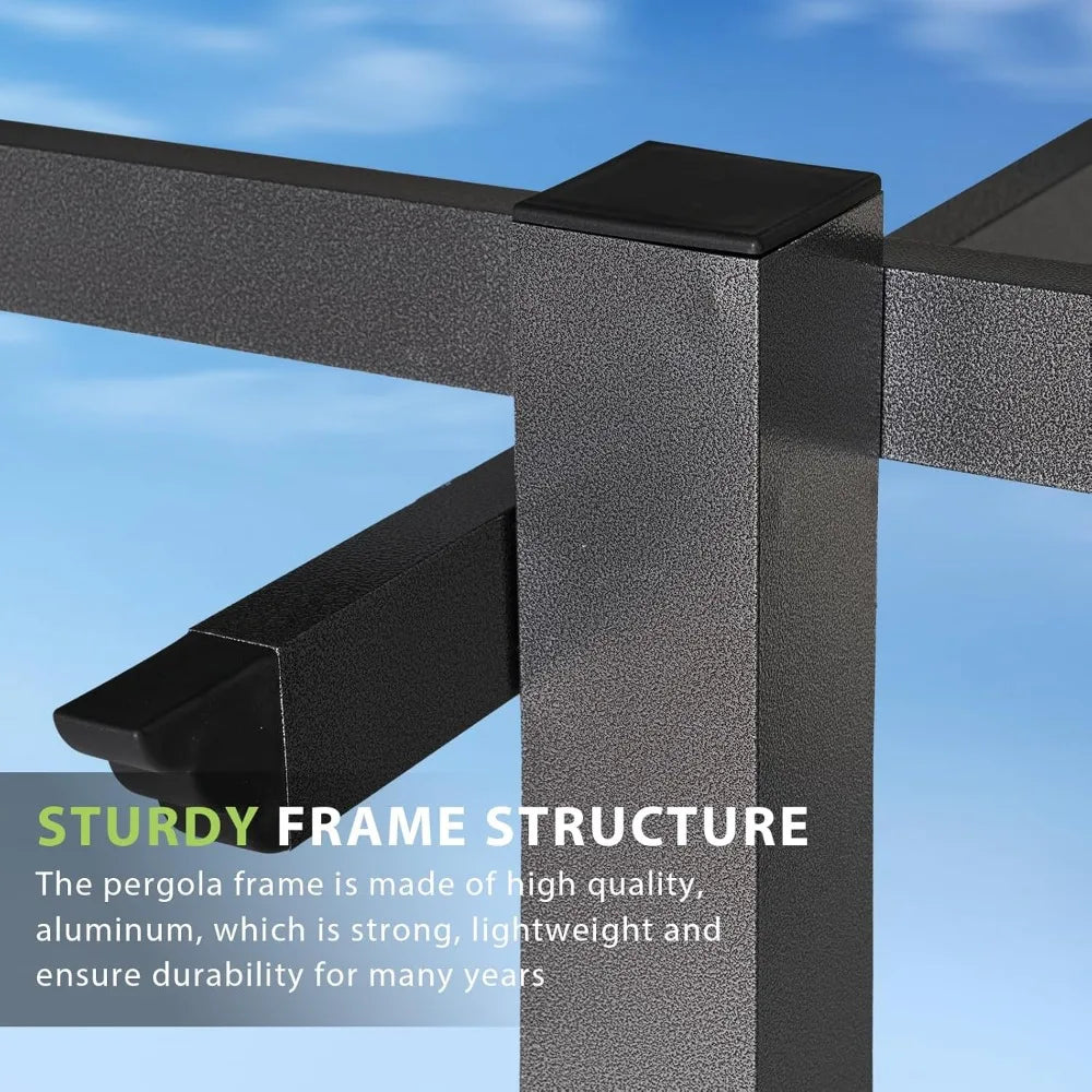 Outdoor Pergola, Upgraded Canopy with Adjustable Roof, Metal Patio Pergola with Brown Shade Cover for Backyard, Ga