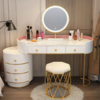 Pink White Vanity Table Women Luxury Nail European Big Stool Study Dressing Table Organizer Mesa De Maquillaje Home Furniture