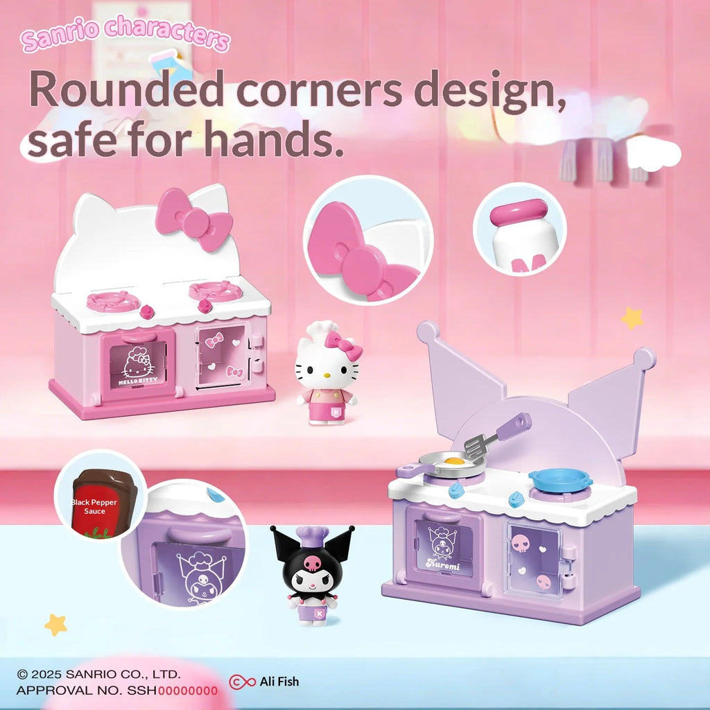 Sanrio Characters Blind Box Kuromi Cinnamoroll Hellokitty Mini Kitchenware Set Kawaii Happy Little Kitchen Figures Toy Gift