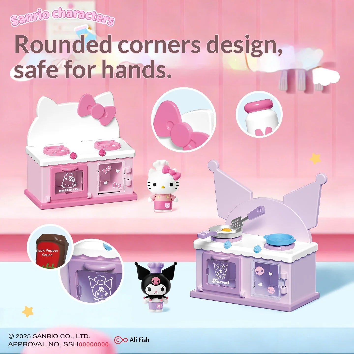 Sanrio Characters Blind Box Kuromi Cinnamoroll Hellokitty Mini Kitchenware Set Kawaii Happy Little Kitchen Figures Toy Gift