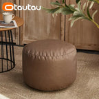 OTAUTAU Big Faux Leather Ottoman Pouf Stool with Filling Bean Bag Footrest Footstool Corner Door Side Seat Futon Frameless JD007