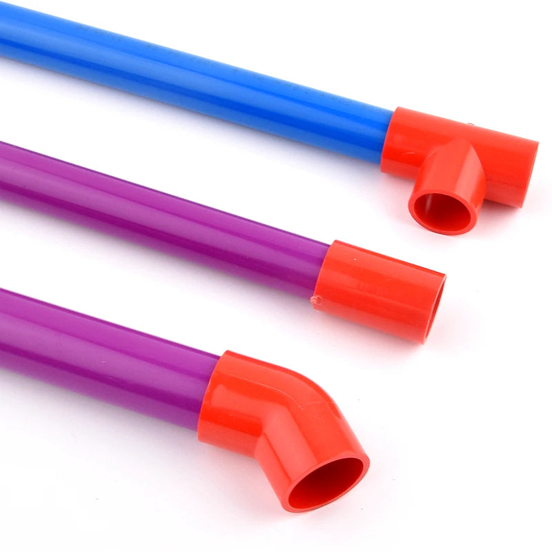 20mm~50mm Red PVC Pipe Fitting Connectors Garden Irrigation 90° Elbow Direct Tee Joint Aquarium Pipeline Water Delivery Joint