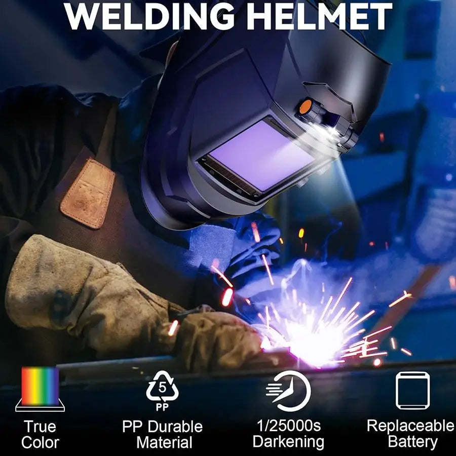 Large View Auto Darkening Welding Helmet Wide Shade 4-9/9-13 for TIG MIG ARC Cut and Grind