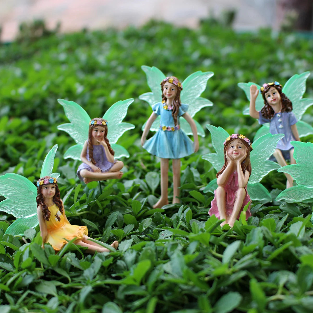 6pc Night Light Wings Flower Fairy, Garden Micro Landscape Fairy Tale World Scene Decoration, Flower Pot Bonsai Flower Fairy Plu