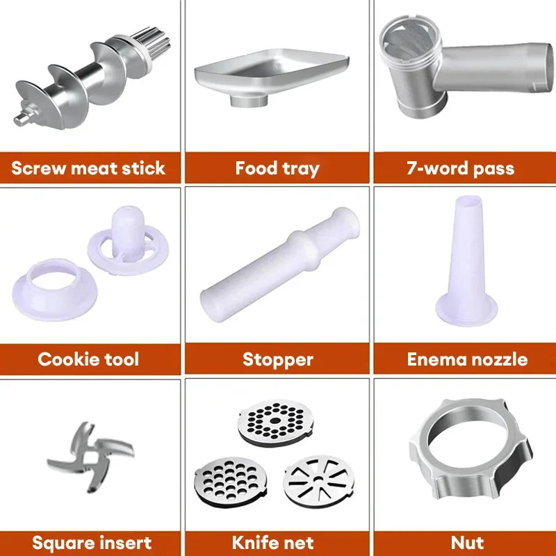Electric Meat Grinder Sausage Maker with 3 Grinding Plates Food Pusher Meat Mincer Juicer Food Grinder for Home Kitchen