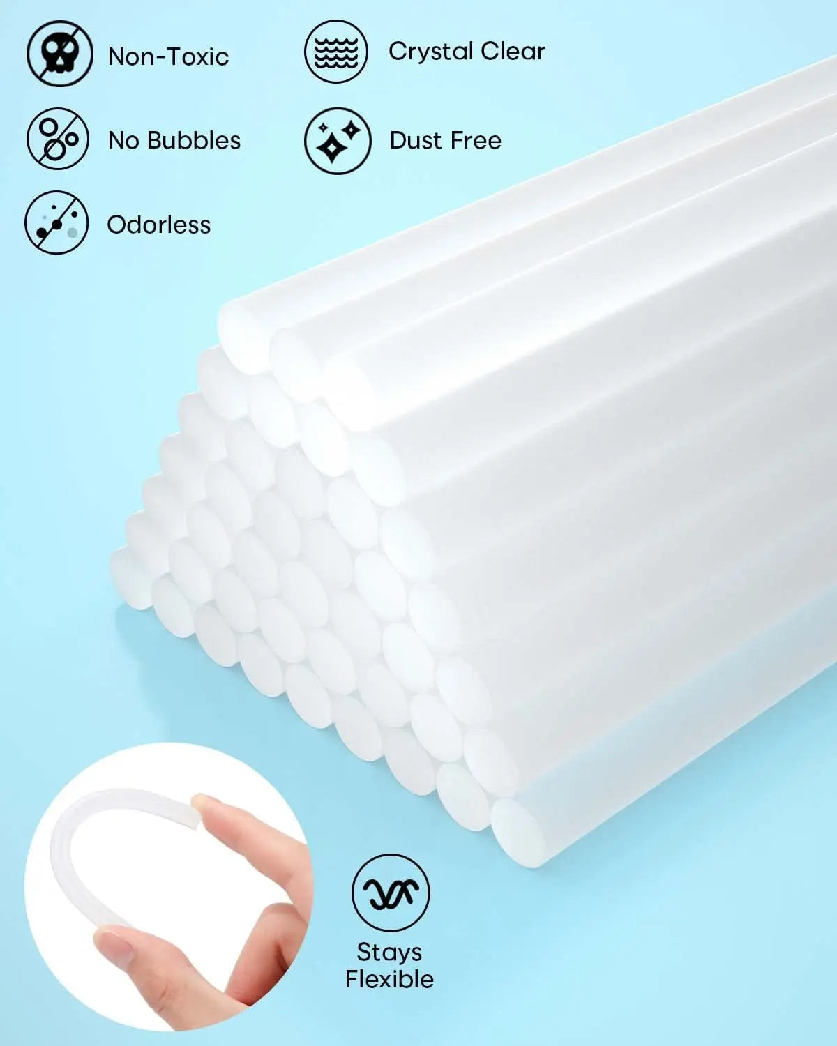 Mini Hot Glue Sticks 50 100 200 400 Pcs, 7x100mm High Adhesive Multipurpose for Kid Adult DIY Art Craft Gluing Repairing