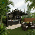 Modern Steel Outdoor Kitchen Cabinet Set Sink Storage Shelf Built-in Fridge Complete Kitchen Pod Shed Bar Pergola Customized