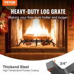 VEVOR Fireplace Log Grate Fireplace Grate with 6 Legs 3/4’’ Solid Powder-coated Steel Bars Log Firewood Burning Rack Holder
