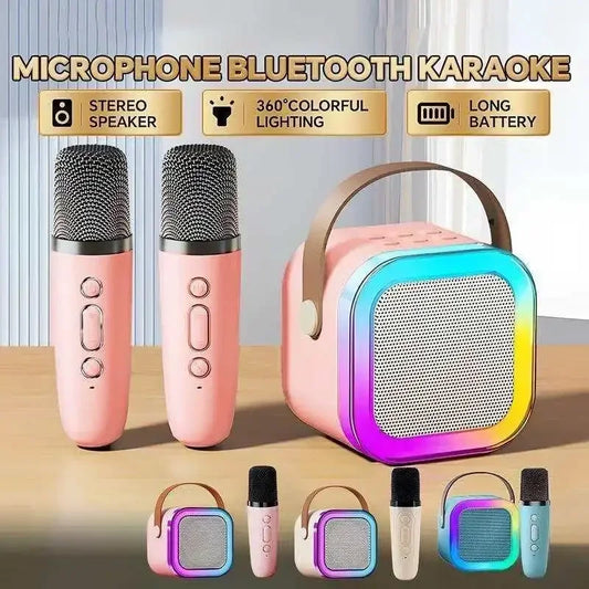 Portable Bluetooth Karaoke Machine - Wireless Speaker w/ 2 Microphones, RGB, for Kids Home Gift | AlluCanFind