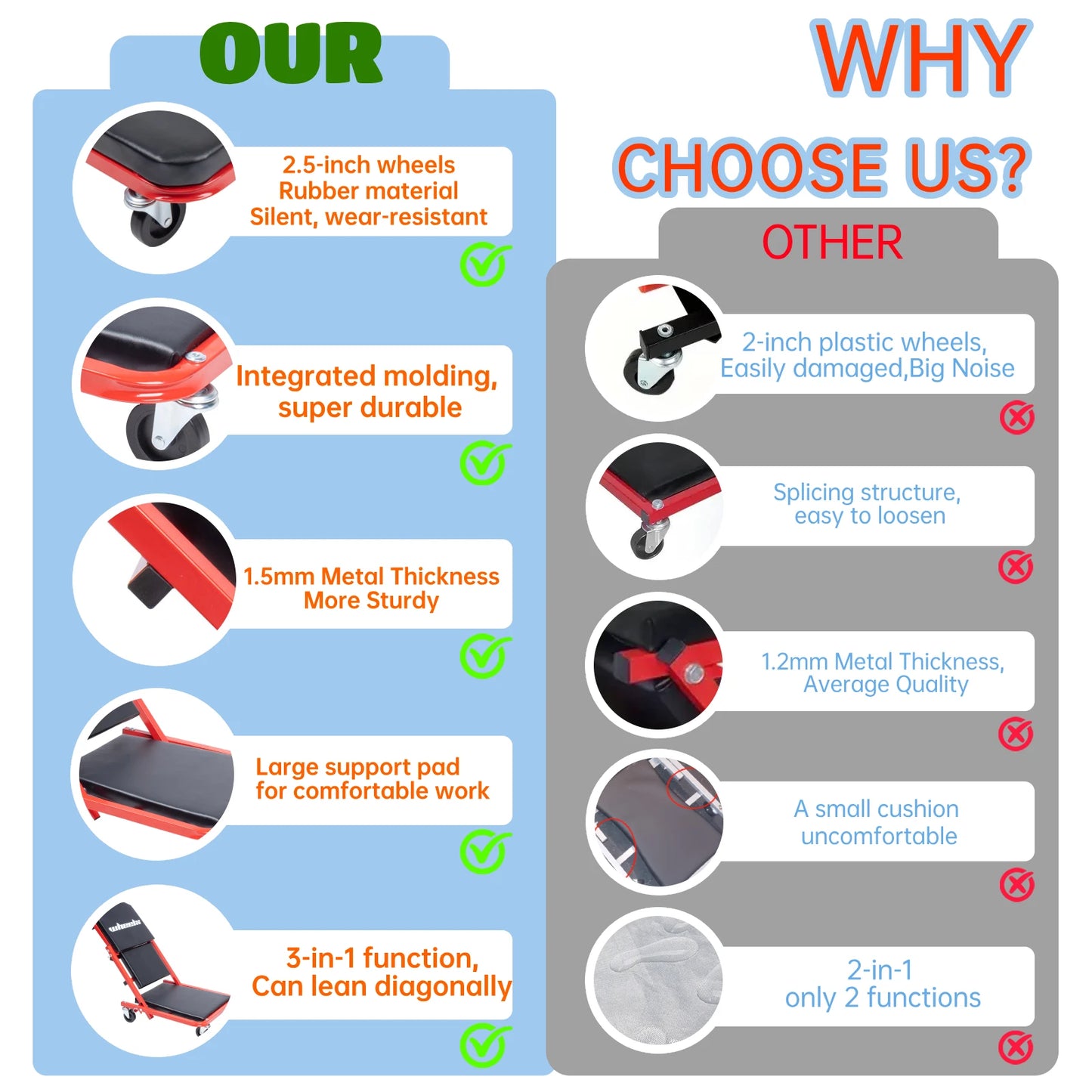 Foldable Garage Creeper Z Seat