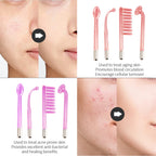 4-IN-1 Portable High Frequency Facial Beauty Machine Electrode Purple Light Glass Tube Wand Acne Massage Facial SPA Skin Care