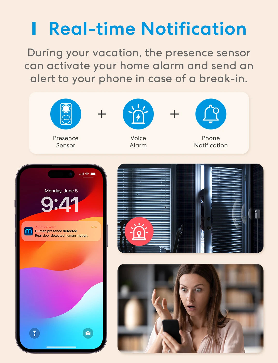 Meross EU/US Matter WiFi Human Presence Sensor  Radar Detector With Luminance /Distance Detection Sensor For Smart Home