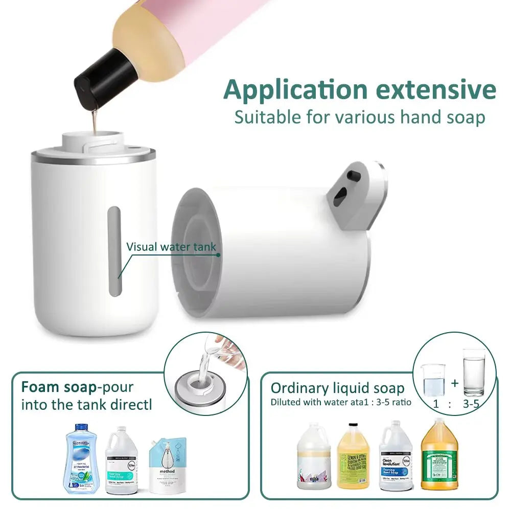 Automatic Soap Dispenser Touchless Foaming Soap Dispenser 380ml USB Rechargeable Electric 4 Level Adjustable Foam Soap Dispenser
