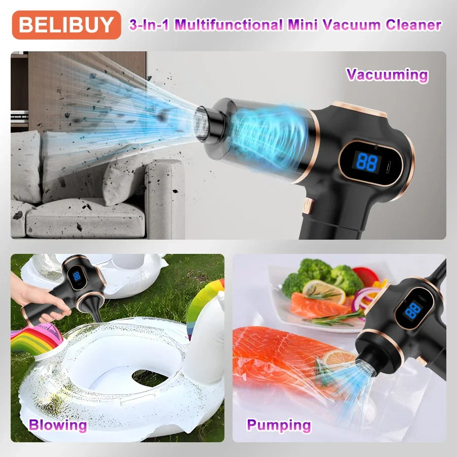 TINSOL Wireless Vacuum Cleaner Dual Use for Home and Car High Power Home Appliance With display Screen Carpet Sofa Car Cleaner