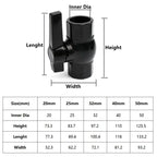 20-63mm Black PVC Pipe Connectors Ball valve Three-way Direct Garden Water Aquarium Fish Tank Drainage Tube Fittings Accessories