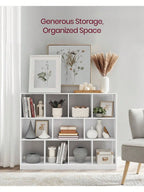VASAGLE Bookshelf, Bookcase, Book Shelf, Storage Shelf, With 11 Storage Compartments, For Study, Bedroom, Living Room, White