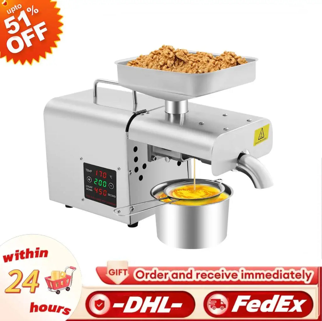 Home Automatic Oil Press Machine Commercial Nuts Seeds Oil Presser Oil Extractor Digital Temperature Control