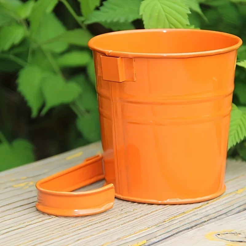 10pcs/set Metal Bucket Planter Wall-Mounted  Flower Pot for Balcony - Indoor/Outdoor Garden Decor with Hanging & Drainage Holes