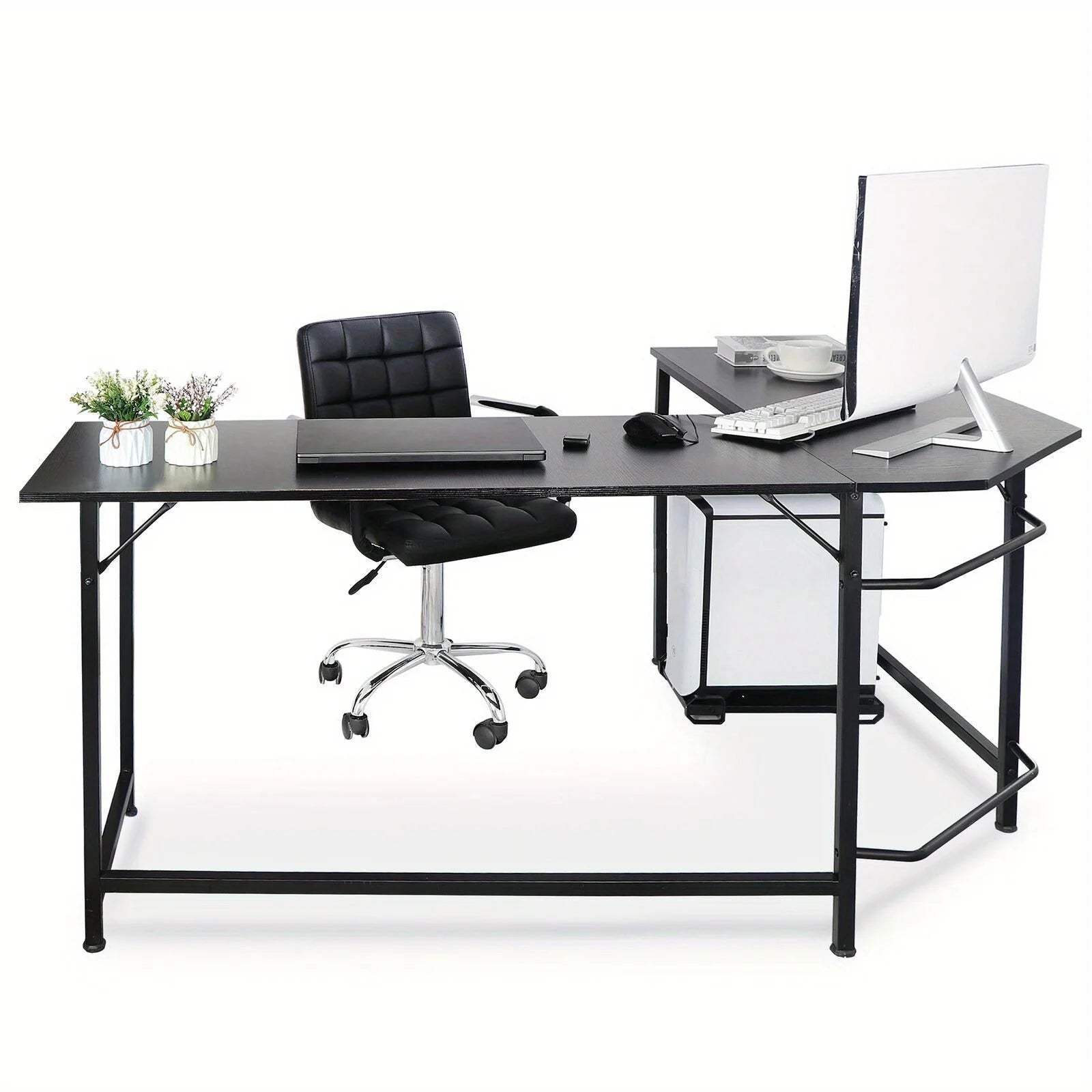 66" L-Shaped Gaming Desk Corner Computer Desk PC Laptop Study Table Workstation