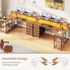 L Shaped Desk with 4 Drawers and Storage Shelves, L Shaped Gaming Desk