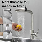 304 Stainless Steel Kitchen Faucet 4 Mode Kitchen Faucet 360°Rotating Waterfall Flow Spray Head Hot And Cold Water Faucet