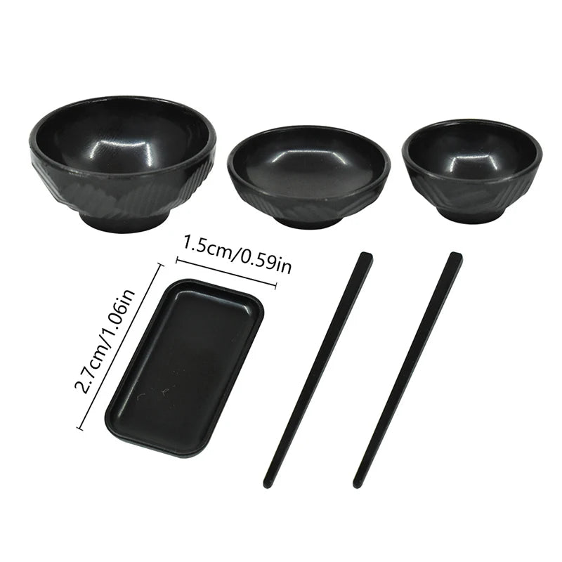 Decorative Toy 1:6 Dinner Plate, Bowl, Chopsticks, Tray for Dollhouse Kitchen: Miniature Model Set