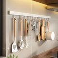 Wall Mounted Kitchen Storage Rack No Punch Shelves with Movable Hook Spoon Holder Organizer Kitchen Utensil Accessories