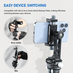 Ulanzi MA53 360 Rotation Metal Phone Holder Tripod Mount Cold Shoe Uka Arca Mount Clip Clamp with 60-95mm Width for Living Vlog