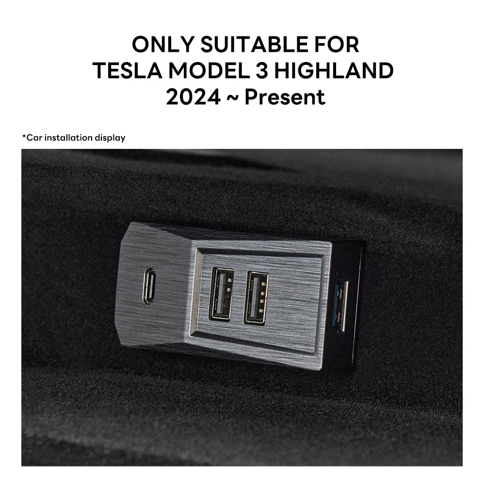 Glovebox USB Hub For Tesla Model Y Launch 2025 Model 3 Highland 2024 Type-C Port Digital Display Splitter Docking Station