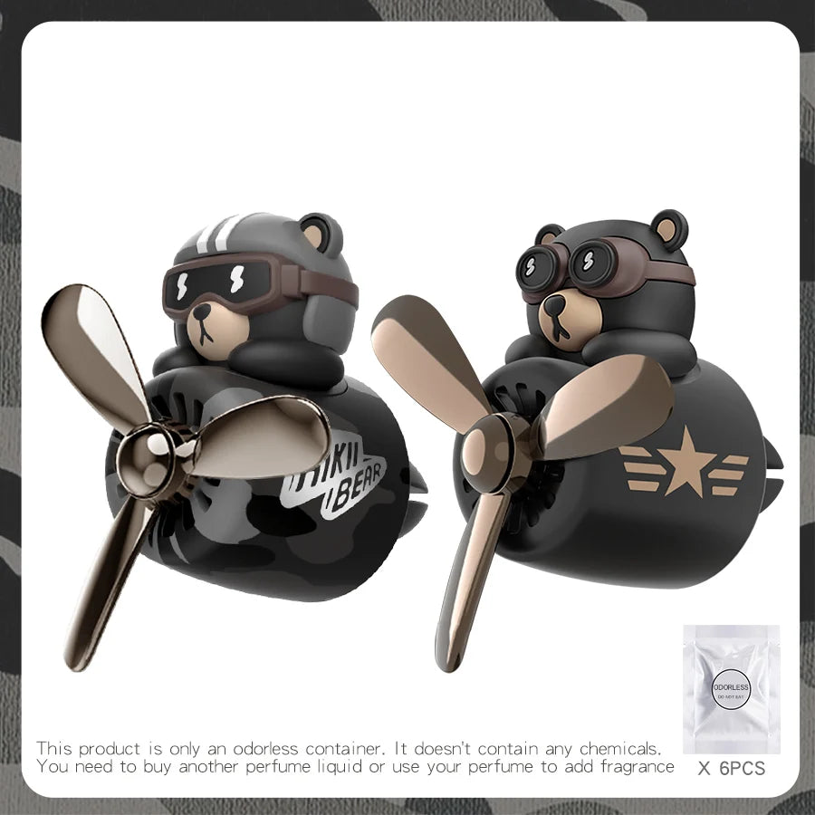 Unscented No fragrance DIY perfume rotate propeller pilot bear car ornaments vent diffuser accessories cool fun decorations men