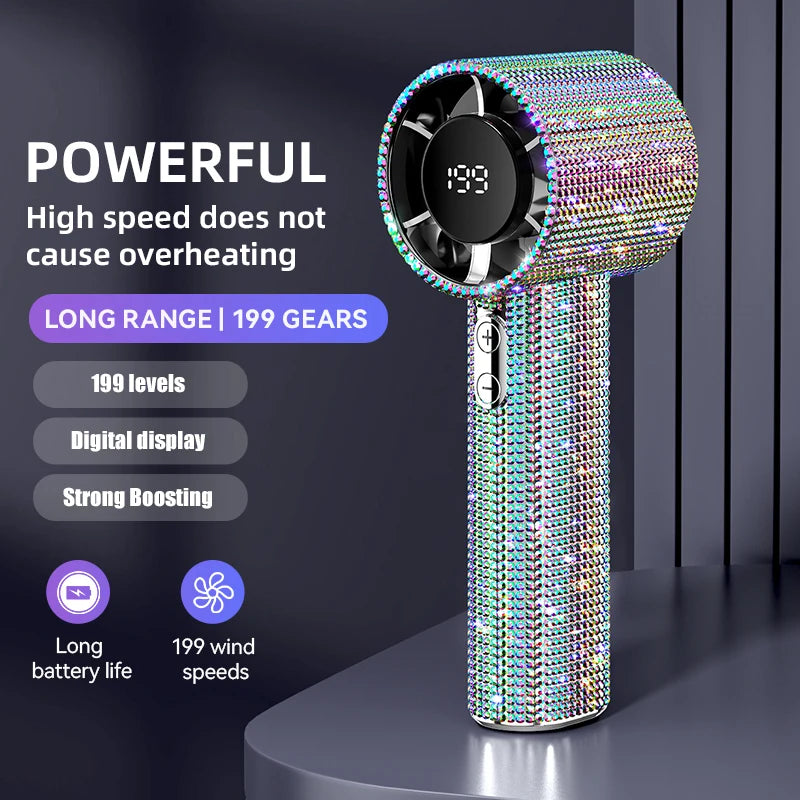 Xiaomi Diamond Portable Handheld Turbo Fan 199 Gears Rechargeable Long