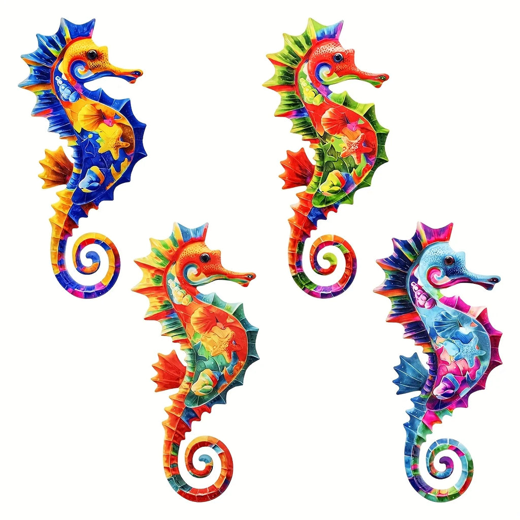Eye-catching Metal Ocean Seahorse Wall Decor Hanging Wall Outdoor Garden Sculpture Statue Home Yard Pool Bathroom Living Room