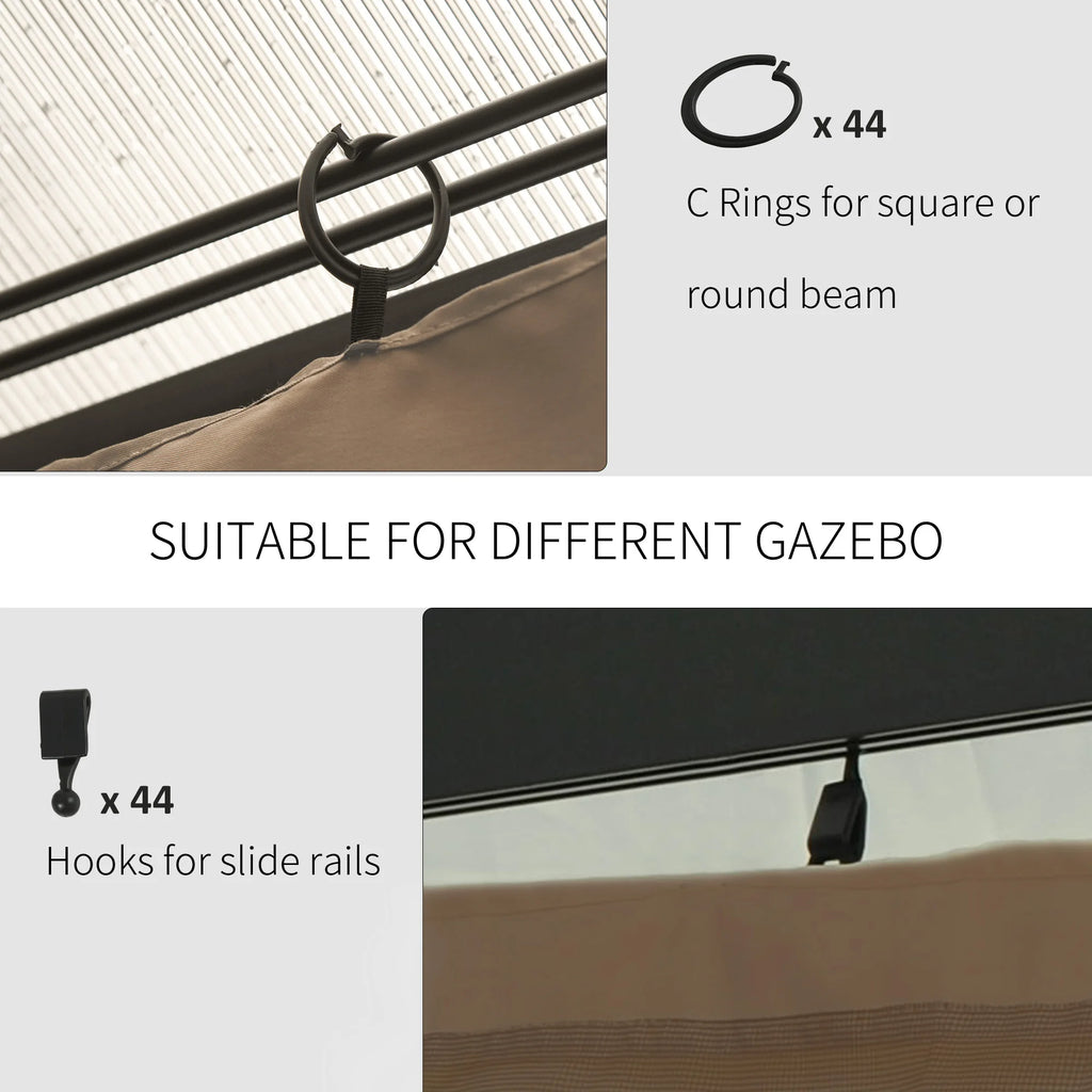 130.75" X 80.75" Universal Pergola Curtain Kit W/ Hooks/C-Ring Included, Brown