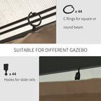 130.75" X 80.75" Universal Pergola Curtain Kit W/ Hooks/C-Ring Included, Brown